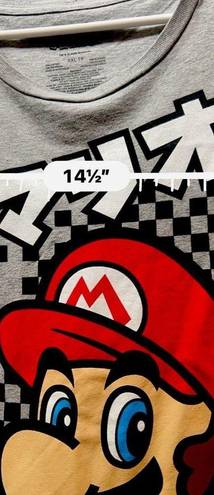 Nintendo Junior Women's Gray Super Mario Checkered  T-Shirt 2XL