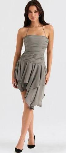 House Of CB NWT  Valeria Smoke Gathered Asymmetric Dress Size Medium