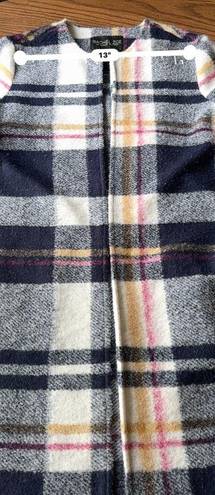 Rachel Zoe  blue wool blend oversized plaid coat size s