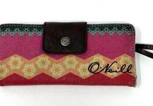 00s Y2K Vintage O'NEILL Multicolored Snap Closure Zipper Card Holder Wallet