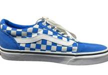 Vans  Old Skool Lite Blue White Checkered Ward Skate Low Shoe Checker M8 = W 9.5