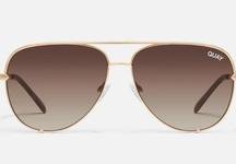 Quay Australia QUAY High Key XL Oversized Aviator Sunnies Gold Frame Brown Gradient Lens NWT