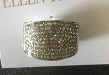 Ellen Tracy Rows of Pave Crystals Band one size