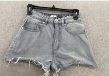 Cotton On  Women's Light Wash Denim Shorts High Flashback Distressed 4 Distressed