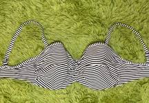 Panache  Black And White Striped Bikini Top