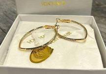 Von Maur Argento Vici gold plate hoop earring with pave style effect NIB