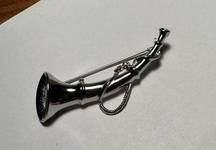 Silver Tone Maeve Carr New York Trumpet Instrument Figural Brooch Pin