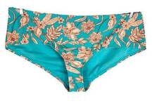 Time Tru Plus Size 3X Swim Bottom Blue Peach Floral Brief Swimwear Swimsuit 1575