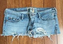 Hollister  | Distressed Low Rise Washed Jean Shorts Size 0