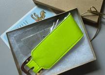 Jessica Elliot Skinny Neon Yellow Leather & Buckle Cuff Bracelet New in Box