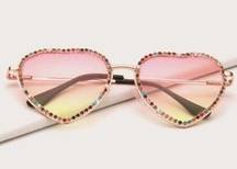 Heart Shaped Ombre Bling Sunglasses Pink Yellow New with Case