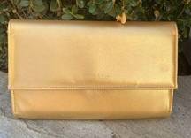 Pandora Shine Clutch Bag Gold Purse w/Crossbody/Shoulder Pearl Strap. NWOT!