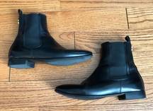 JUST CAVALLI 100% Calfskin Leather Black Flat Ankle Boots Women’s Sz 8 US 39 EUR