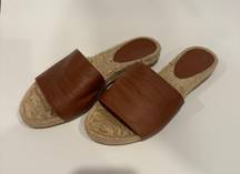 Saks fifth avenue tan espadrille slides