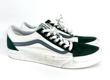 Vans White & Green Canvas Suede Low Top Varsity Casual Skateboarding Sneaker