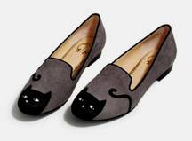 C Wonder Christian Siriano Peeping Kitty Smoking Loafers Cat Suede Leather Flats