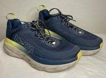 Hoka One One | Women's Blue and Yellow Bondi 6 Running Shoe Size 9