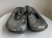 Algeria Classic Clog 41 Brilliant Snake Skin Silver Comfort Shoe