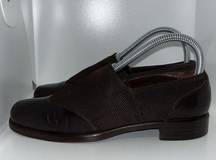 Vintage Giorgio Armani Loafers Brown Leather & Knit Le Collezioni 36.5 US 6.5