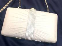 3-in-1 Silver-Tone Sparkle Evening Clutch Bag