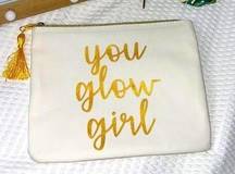 Travel Cosmetic Makeup Toiletry Case Bag  You Glow Girl NWOT.