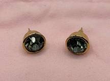 Kate Spade  Gold Tone 12.5mm Gray Large Crystal Stud Earrings