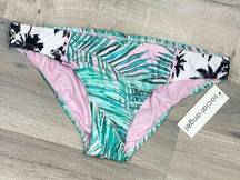 Social Angel Palm Print Bikini Bottoms Pink Green Large NWT