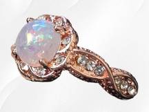 Boutique Elegant Inlaid Opal Fashion Rosy Golden Round Twisted Band Women's Ring Size 8