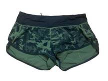 Lululemon  size 4 camo speed up shorts gym running green black hotty small xs