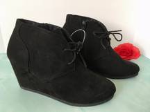 Black Wedge Ankle Boots, Size 8 1/2