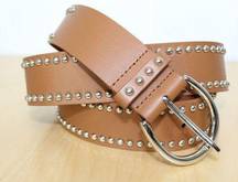 Tularosa Tan 100% Leather Studded Rodeo Belt Size L NWOT