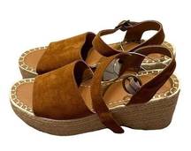 Universal Threads Universal Thread MORGAN Cognac Suede Chunky Wedge Sandals NEW Size 9.5