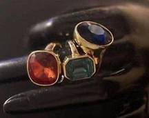 Set of 3 gold-tone, faux stone stackable cocktail rings. NWT Size 9