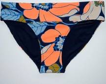Aerie NWOT  Floral Print Neon Orange & Blue Swim Bikini Bottom XS
