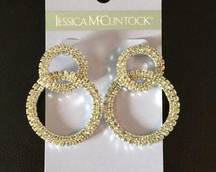 Jessica McClintock double ring crystal earrings