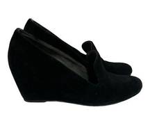 Stuart Weitzman Arise Loafer Wedge Pump Black Suede Notched Venetian Vamp 7M