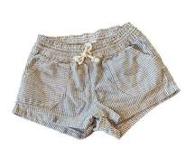 Cali 1850 Shorts Size Medium Ivory & Blue Linen Cotton Drawstring Pockets EUC