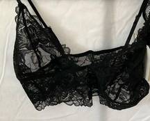 Free People : intimately fp- Everyday Lace Long Line~Black lace bralette- 2- sz M