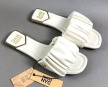 Madden Nyc White Rouched Sandal Slip on eco lux sz 11W