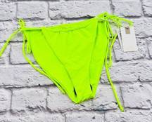 NEW Good American Tiny Ties Bikini Bottom 3- Large Electric Lime Stretch Swim