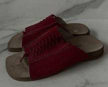 WOOLRICH Red Leather Womens Slides Size 9