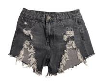 , Dolls Kill, distressed shorts, gray-black,raw edge, UK 8,US Size 4