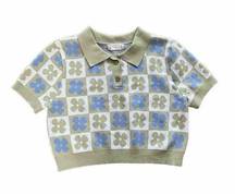 Altar'd State  Women’s flower Sweater Crop Top  preppy pullover Size M