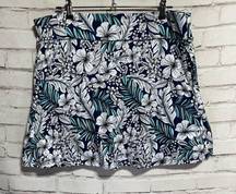 Cuddl Duds Womens Tropical Print Golf Tennis Skort Blue White Pockets Size XL