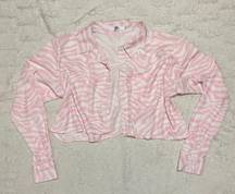 Pink Zebra Cropped Button Up