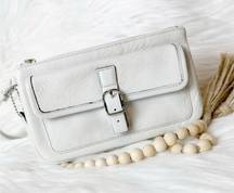 Coach New  Hampton Leather Ivory Zip Wristlet Wallet With Snap Front Closure