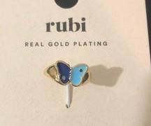 NWT gold plated butterfly ring