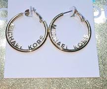 Medium Logo Gold Hoop Earrings