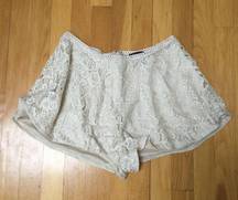 Nasty Gal Cream Lace Shorts size Small