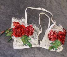 New Medium Glitter Rose Bralette